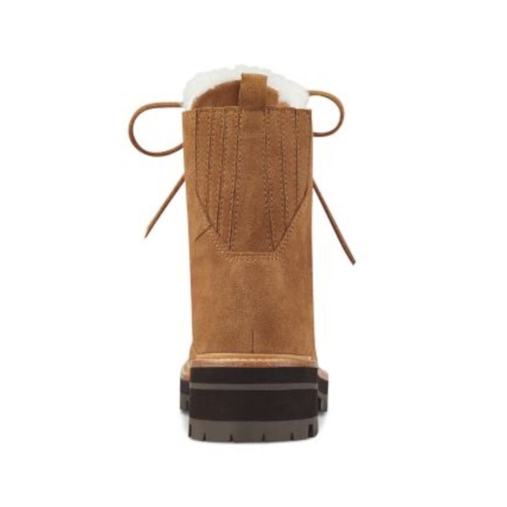 MARC FISHER SHEARLING Winter Lace Up Combat Boots Camel Womens 9 - Picture 2 of 9